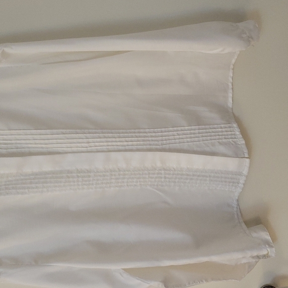 3/$30 NICOLA White Pintucked Embroidered Long Sleeve Colonial Castlecore Blouse - Picture 4 of 10